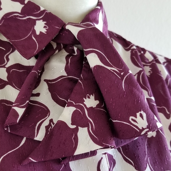 VTG 80s Pykettes Floral Secretary Blouse - Picture 6 of 8